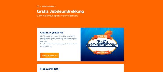 Gratis Staatsloterij Jubileumtrekking cadeau bij deelname bij Staatsloterij