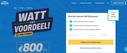 Gratis cashback cadeau bij energiecontract bij Engie