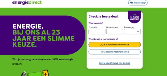 Gratis cashback cadeau bij energiecontract van Energiedirect