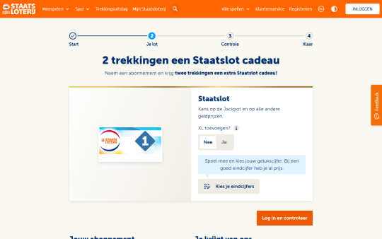 Gratis 2 Staatsloten cadeau bij abonnement Staatsloterij