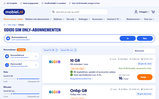 Gratis 200 euro cadeau bij abonnement Odido Mobiel