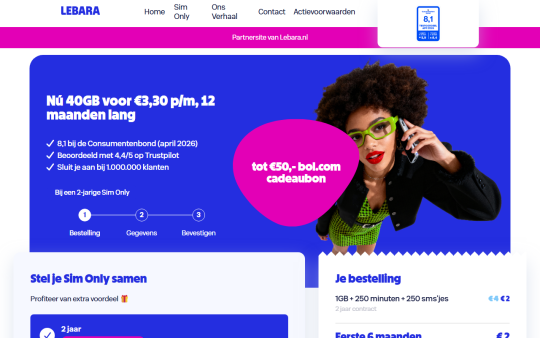 Gratis Bol.com bon van 50 euro cadeau bij Lebara Sim Only