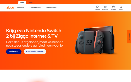 Gratis Nintendo Switch 2 cadeau bij Ziggo Internet & TV