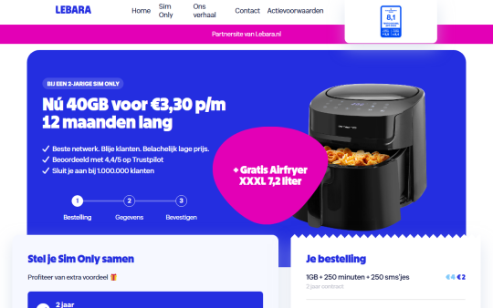 Gratis XXXL airfryer cadeau bij sim only van Lebara