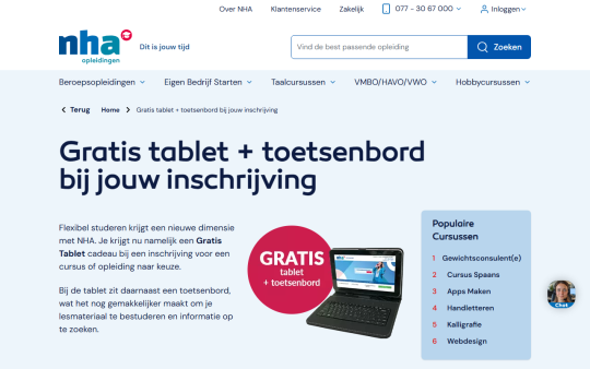 Gratis tablet en toetsenbord cadeau bij inschrijving NHA